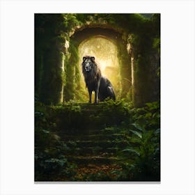 Lion In The Forest Canvas Print