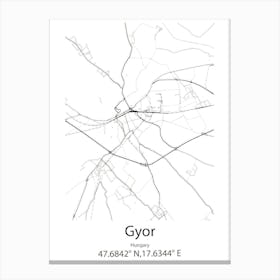 Gyor,Hungary Minimalist Map Canvas Print