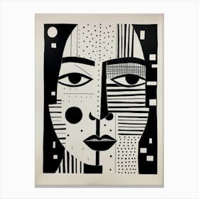 Lines & Dots Face Canvas Print