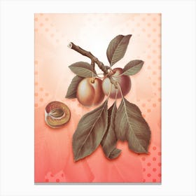 Prune Vintage Botanical in Peach Fuzz Polka Dot Pattern n.0177 Canvas Print
