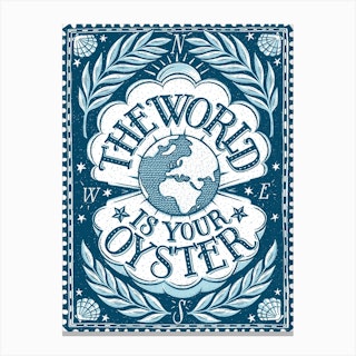 The World Is Your Oyster Blue Canvas Print