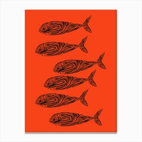 Whales In A Row.uk Canvas Print