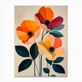 Three Orange Flowers Canvas Print