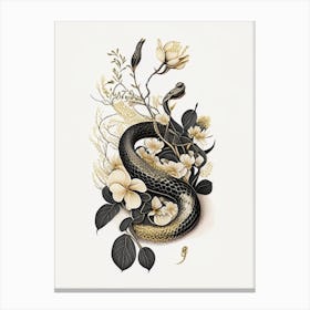 Water Moccasin 1 Snake Gold And Black Canvas Print