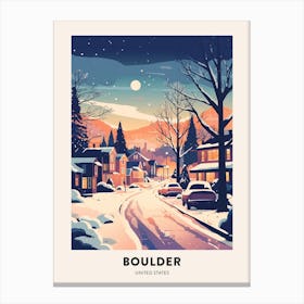 Winter Night  Travel Poster Boulder Colorado 2 Canvas Print