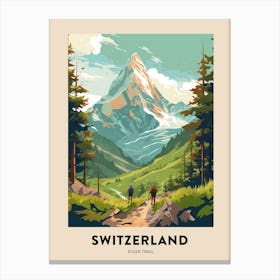 Eiger Trail Switzerland 1 Vintage Hiking Travel Poster Canvas Print