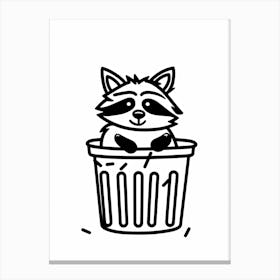 A Minimalist Line Art Piece Of A Tanezumi Raccoon 1 Canvas Print