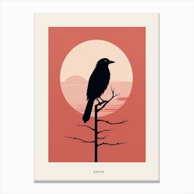 Minimalist Raven 3 Bird Poster Canvas Print