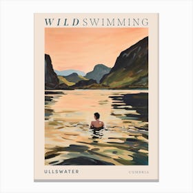 Wild Swimming At Ullswater Cumbria 1 Poster Canvas Print