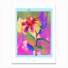 Flower 1 Neon Flower Collage Poster Canvas Print