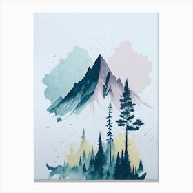 Mountain And Forest In Minimalist Watercolor Vertical Composition 287 Canvas Print