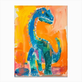 Orange Blue Abstract Dinosaur Portrait 3 Canvas Print
