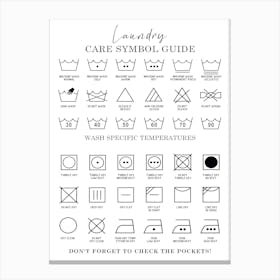 Laundry Care Symbols Washing Guide Canvas Print