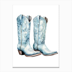 Blue Cowboy Boots Canvas Print