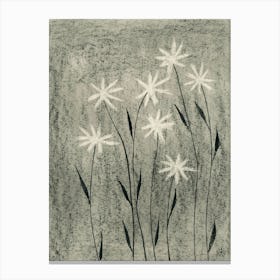 Erased Flowers - grey gray graphite pencil floral flower Canvas Print