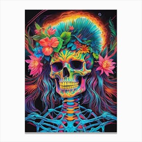 Neon Iridescent Skull Painting (10) Canvas Print