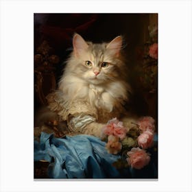 Cat In Medieval Robes Rococo Style  7 Canvas Print