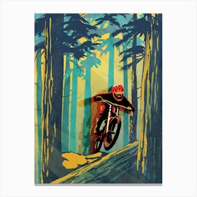 Log Jumper Mountain Biker Canvas Print