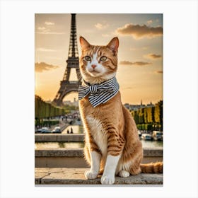 Whiskers on Tour: A Cat’s Selfie Collection Cat In Paris Eiffel Tower Canvas Print