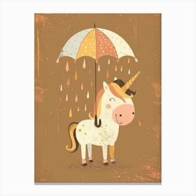 Unicorn Under An Umbrella Muted Pastels 2 Canvas Print