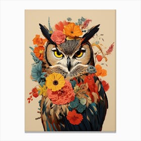 Bird With A Flower Crown Great Horned Owl 2 Canvas Print