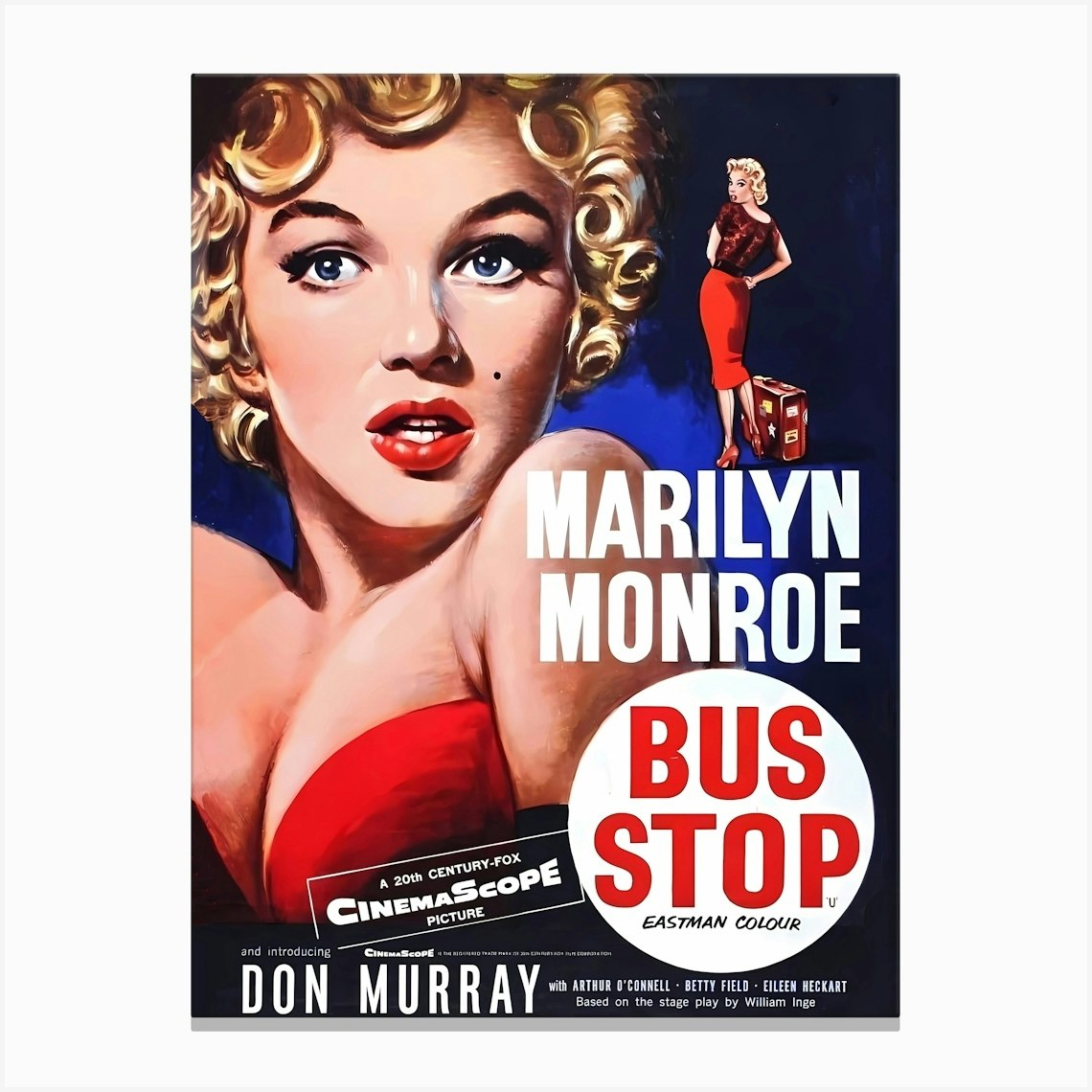 Marilyn Monroe, Bus Stop, Vintage Movie Poster, 1956 Canvas Print by Vintage Spirit