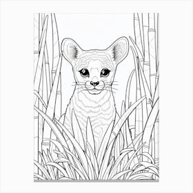 Line Art Jungle Animal Jaguarundi 1 Canvas Print