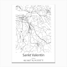 Sankt Valentin,Austria Minimalist Map Canvas Print