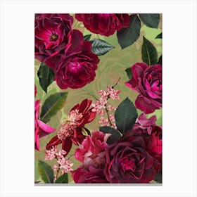 Vintage Summer Botanical Roses Garden Canvas Print