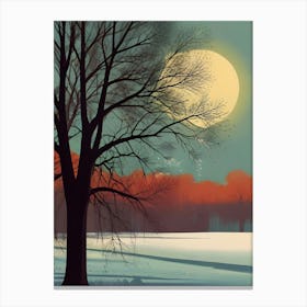 Full Moon In The Snow Canvas Print