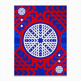 Geometric Abstract Glyph in White on Red and Blue Array n.0072 Canvas Print