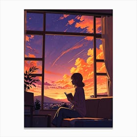 Anime Girl Reading A Book 7 Canvas Print