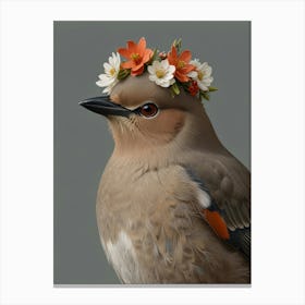 Bird With A Flower Crown Canvas Print