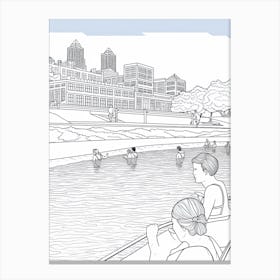 Line Art Inspired By The Large Bathers 2 Canvas Print