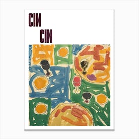 Cin Cin Poster Wine Lunch Matisse Style 4 Canvas Print