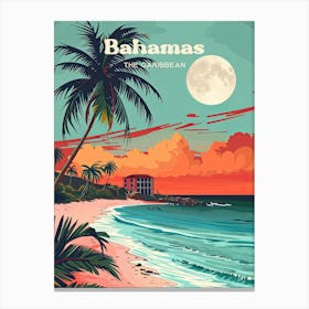 The Bahamas Retro Travel Art Illustration Canvas Print