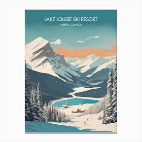 Poster Of Lake Louise Ski Resort   Alberta, Canada, Ski Resort Illustration 3 Canvas Print
