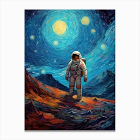 Astronaut In A Starry Night 4 Canvas Print