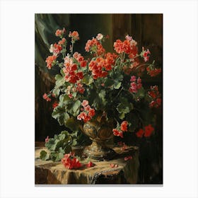 Baroque Floral Still Life Geranium 4 Canvas Print