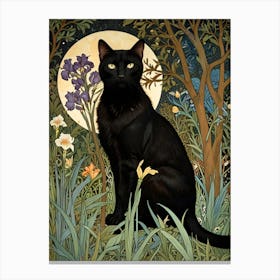 William Morris Black Cat In The Moonlight 21 Canvas Print