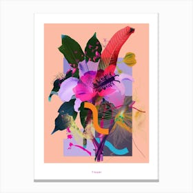 Flower 4 Neon Flower Collage Poster Canvas Print