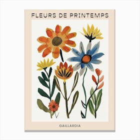 Spring Floral French Poster  Gaillardia 2 Canvas Print