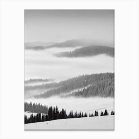 Panorama, Canada Black And White Skiing Poster Canvas Print