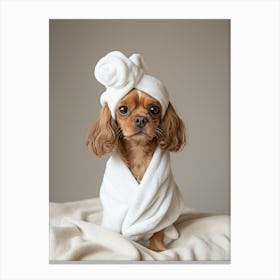 Cocker Spaniel In Robe In Bathroom Toile