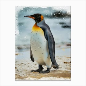 King Penguin Floreana Island Colour Block Painting 4 Canvas Print