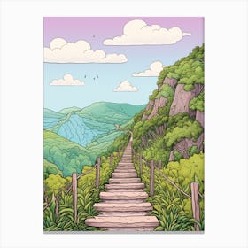 Haiku Stairs Hawaii 2 Hike Illustration Canvas Print