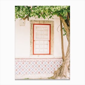 Tree And Portugese Tiles Canvas Print