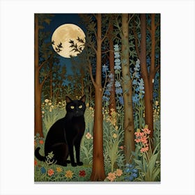 William Morris Black Cat In The Forest 8 Canvas Print