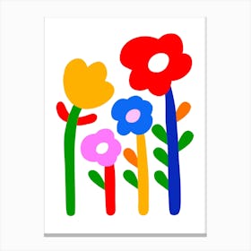 Cute Bold Minimal Kids Floral 1/3 Canvas Print