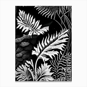 Water Fern Linocut Canvas Print